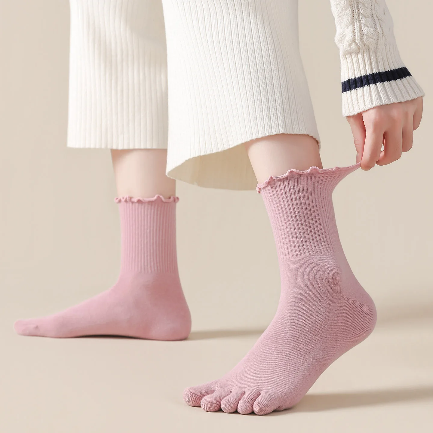 1/5켤레 여성용 발가락 양말, 러플 장식, 부드러운  - Toe Sock Split 리뷰 및 가격